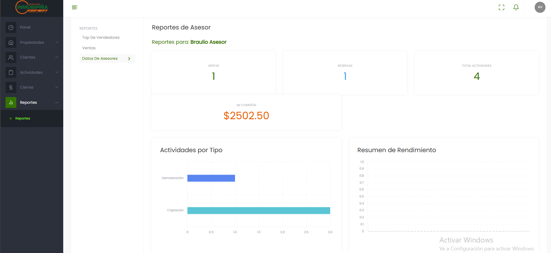 Reportes de Asesor